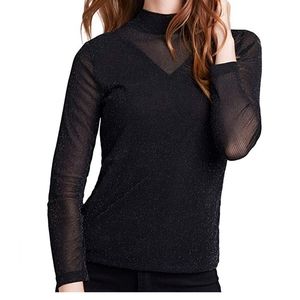 NWT Blackbird Long Sleeve Mock Neck Sheer Top